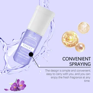 Detailopname van draagbare viooltjesparfumfles van 100 ml met een fijne verstuiver detail