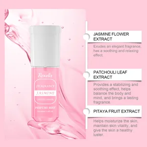Detail van Roxelis jasmijn parfumflesje met uitleg over ingrediënten en voordelen