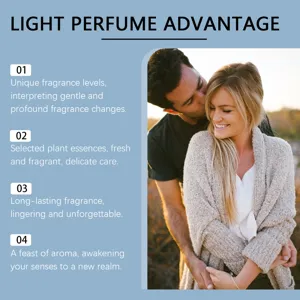 Detail view of romantic couple scene highlighting long-lasting fragrance and plant essence.