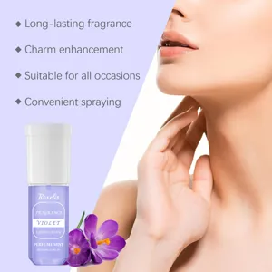 Gedetailleerd overzicht van Roxelis violet parfumfles met langdurige bloemengeur