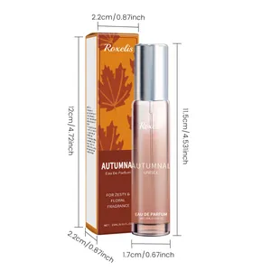 Detaillierte Maße des 15ml herbstlichen blumigen Eau de Parfum mit orangefarbener Box