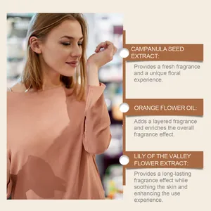 Detalle de ingredientes naturales como campanilla y lirio de los valles para perfume