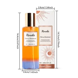 Cherry Sandalwood fragrance mist 100ml fles en verpakking met alle afmetingen