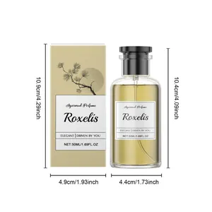 Detailed dimensions of 50ml Roxelis agarwood cedar woody perfume with box