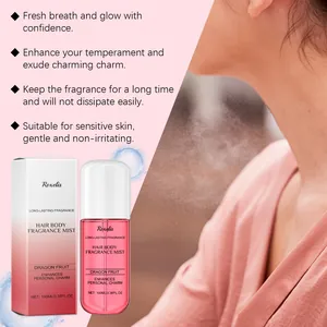 Dragon fruit fragrance mist for hair and body showing gentle spray application on skin