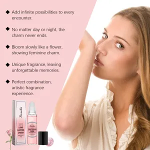Detail des langanhaltenden tragbaren Rosen-Roll-on-Parfüms für Damen in eleganter Verpackung