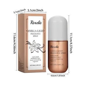 Λεπτομερείς διαστάσεις για το Roxelis Vanilla Light Hair & Body Fragrance Spray 50ml