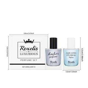 Dimensions du coffret parfum Roxelis senteurs ambre et floral aquatique