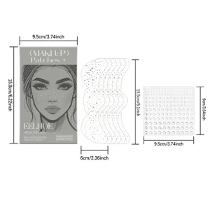 Detail showing silver glitter faux freckles patches with dimensions in cm and inch.