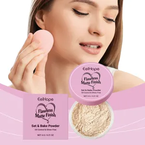 Professional macro view of Eelhope oil control setting powder for a matte finish