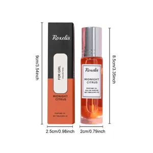 Gedetailleerde afmetingen voor 10ml Midnight Citrus rollerball parfumolie en doosje