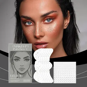 EELHOE silver glitter faux freckle makeup patches set with decorative face diamonds