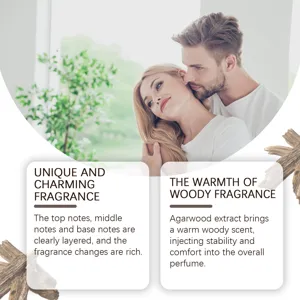 Detailed product card for oud woody perfume highlighting aromatic scent and fragrance notes