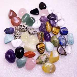 Variety of natural polished crystal stone pendants with pre-drilled holes for DIY jewelry making