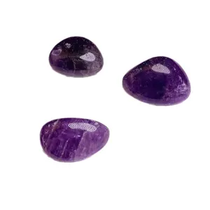 Three polished natural purple amethyst tumble stones for DIY jewelry and decor