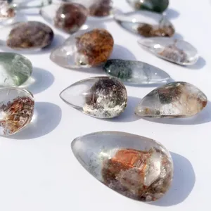 Natürlicher Grüner Phantomquarz Wassertropfen Anhänger Heilkristall Stein Landschaft Inklusion Schmuck Geschenk Für Unisex