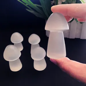 Scultura a fungo in selenite naturale bianca per decorazione domestica e cristalli