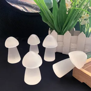 Cristalli di selenite bianca naturale intagliati a mano in un ambiente decorativo