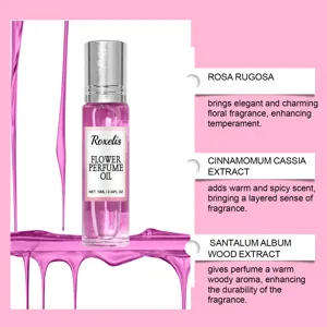 Detail of 10ml desert rose rollerball perfume oil with natural botanical extracts