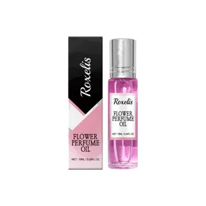 10ml floral perfume oil for women featuring elegant pink liquid and silver cap.