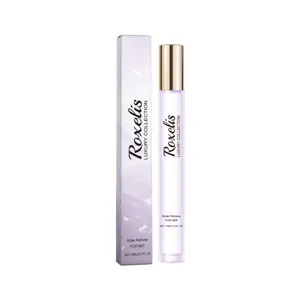 Portable 15ml luxury rollerball perfume for women with elegant purple floral packaging