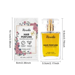 Dettagli del profumo floreale per capelli con dimensioni e design della confezione