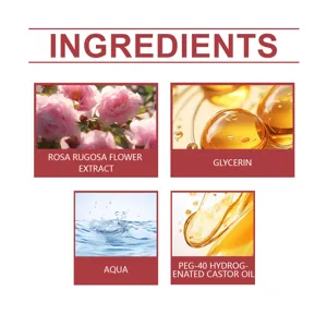 Elenco dettagliato degli ingredienti per profumo capelli floreale con rosa rugosa e glicerina