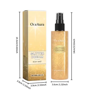 Dimensioni dettagliate dello spray corpo OceAura Glitter Dream e della sua confezione