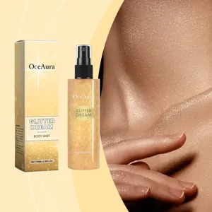 OCEAURA Glitter Dream Spray Glitter Per Il Corpo Nebbia Illuminante A Lunga Durata Per Corpo Capelli Clavicola Oro Champagne Luccicante
