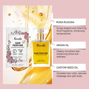 Dettaglio profumo capelli Roxelis con oli di argan e ricino per nutrire e ammorbidire