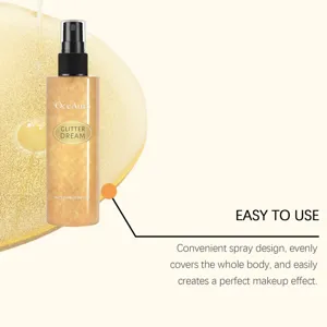 Spray glitter corpo OceAura con erogatore facile per un effetto brillantezza dorata.
