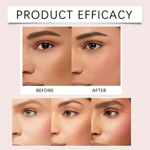 Comparación que muestra el efecto antes y después del colorete en crema rosa radiante.