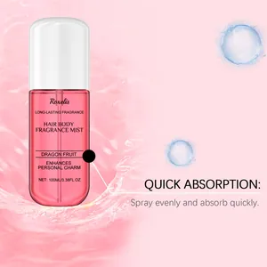 Detail view of Roxelis dragon fruit hair and body fragrance mist with quick absorption