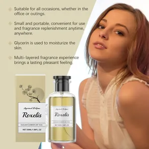 Detailed image of Roxelis Agarwood Perfume 50ml bottle with matching gift box set