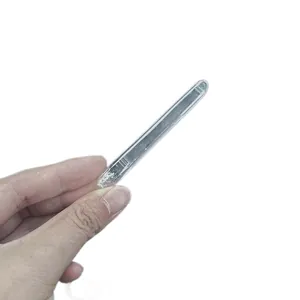 Natural Lemurian seed crystal laser wand raw stone transparent quartz crystal mineral specimen.
