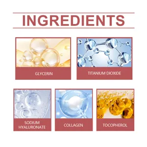 Lista detallada de ingredientes como colágeno y glicerina para barras de maquillaje