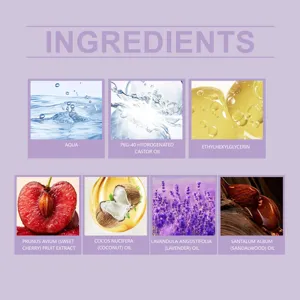 Macro detailed view of natural ingredients in mountain mist fragrance body spray.