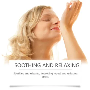 Professional detail view of a woman enjoying the soothing and relaxing scent of perfume spray