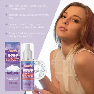 Roxelis Mountain Mist Body Spray detail showing 100ml bottle and packaging with model