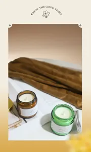 Soy wax scented candles in amber and green glass jars for premium home decor aromatherapy