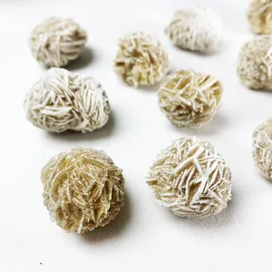 Close-up of natural desert rose stone specimens showing unique crystal petal structures