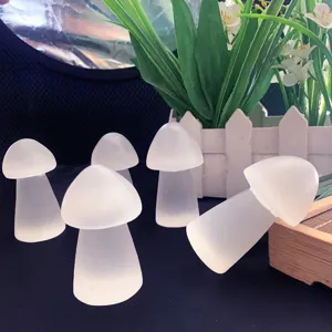 Fungo di Selenite Naturale del Marocco Pietra Curativa in Cristallo Ornamento da Tavolo Decorativo per Soggiorno Casa