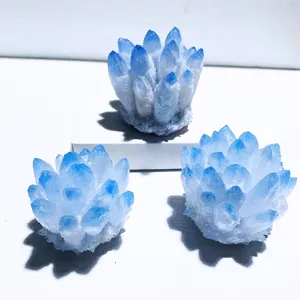Set di cluster di cristallo blu decorativi per la casa e l'ufficio curativo moderno