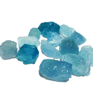 Natural Aquamarine rough stone chips for jewelry making and crystal healing collections.