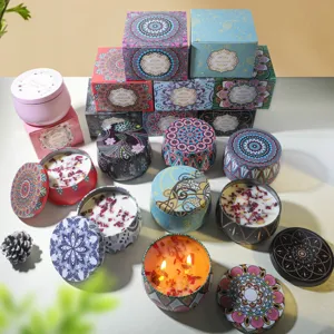 Duftkerze Sojawachs Doppeldocht Mandala Weißblech Langanhaltende Aromatherapie Kerze Für Home Decor Hochzeit Geschenk Dekoration