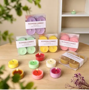 Farbige Duft-Teelichter Set für Hochzeit Geburtstag Dekoration, Aroma Wachskerzen in transparenter Box.