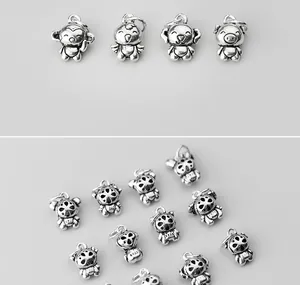 Detailed view of S925 vintage Thai silver zodiac animal charms for DIY jewelry making