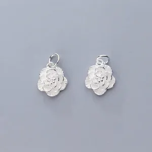 925 Sterling Zilveren Roos Bloem Hanger DIY Sieraden Maken Bedeltjes Voor Armband Ketting Elegante Handgemaakte Knutselaccessoires