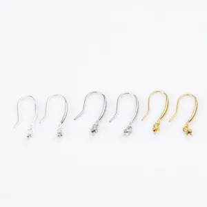 S925 sterling silver gold plated earring hooks with pearl cup peg for DIY jewelry