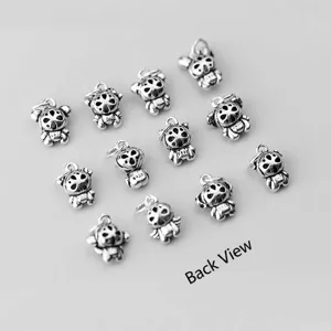 925 Sterling Silver Vintage Thai Silver Zodiac Charms Hollow Out Twelve Zodiac Animals Pendant For DIY Bracelet Jewelry Findings